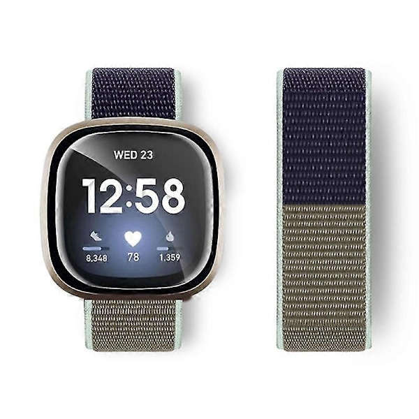Kompatibel med Fitbit Versa 4/Sense 2 Bløde Nylon Urremme Sports Loop Udskiftningsarmbånd s202412242730-Perfet Khaki