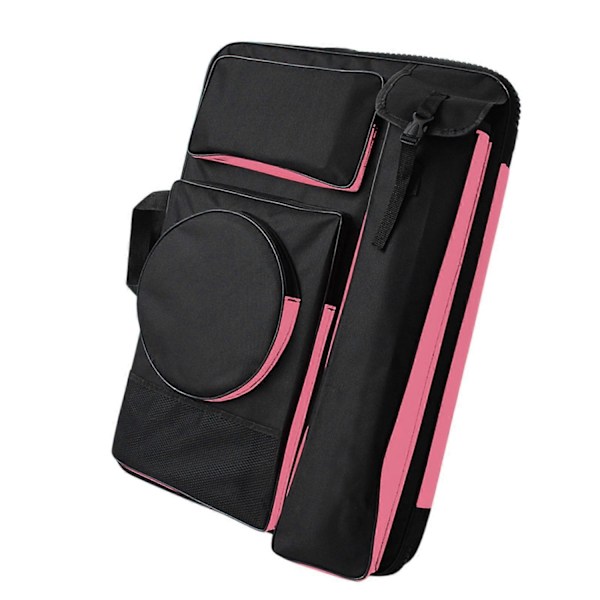 A4 Kunstporteføljeveske, Kunstnerryggsekk, Stor Oxford-stoff tote Bæreveske Skissebrett Bæreveske for Skissebok Utendørs Tegning-Perfekt Black Pink