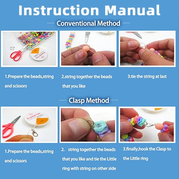 DIY farverige perlesæt Håndlavede perlearmbånd til tilbehør til piger 3600PCS