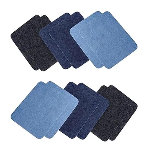 12 stk. Denim Stoff Lappesett DIY Klesplagg Tilbehør - Perfekt