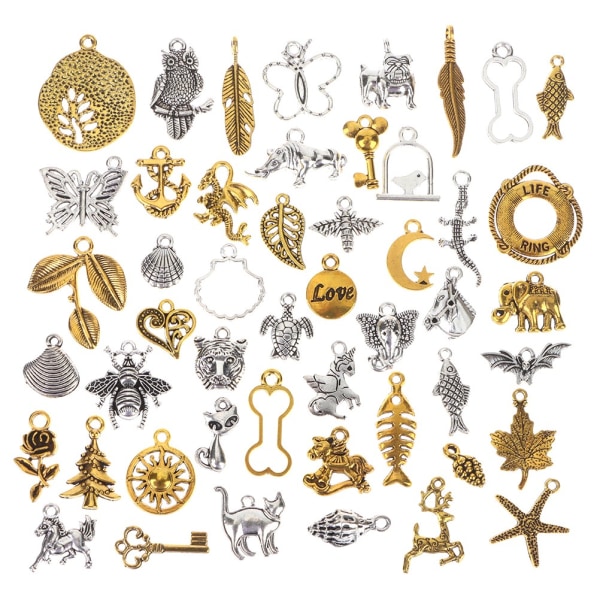 50 stk metall smykker charms DIY armbånd øredobber halskjede - Perfet 50Pcs