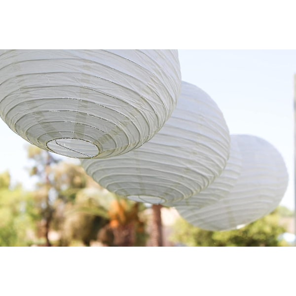 12 kpl Paper Lanterns - Moniväriset pyöreät paperilyhdyt juhliin ja vuosipäiville, 4 kokoa - Perfet Ivory White