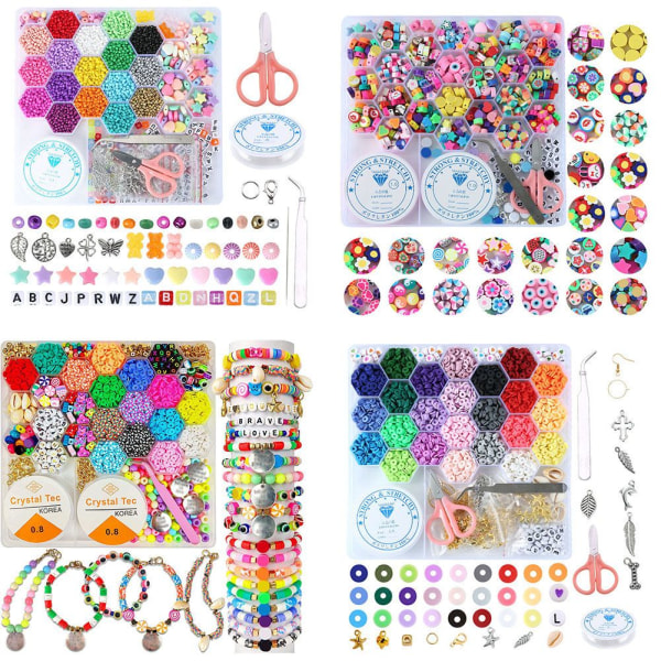 DIY Colorful Beads Set Käsintehdyt helmirannekorut, joissa valmistetaan tarvikkeita lasten tytöille 526PCS