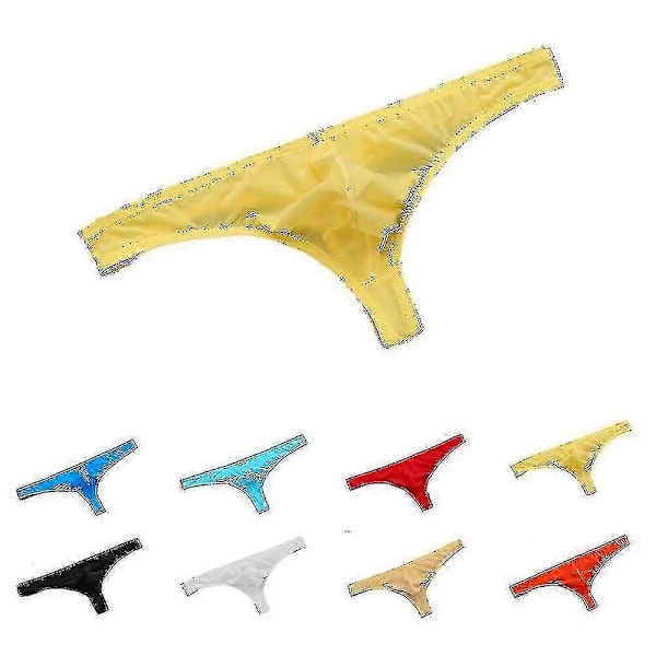 Herr Enfärgade Stringtrosor Ultratunna Andningsbara Låg Midja Mjuka Underkläder-Perfekt Yellow M