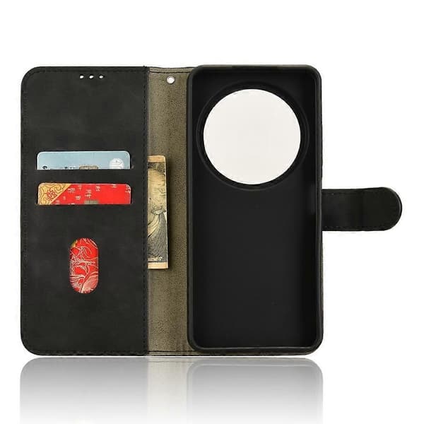 för ZTE Blade A75 5G Läderfodral Hudkänsla Anti-Fall Plånbok Flip Telefonfodral - Svart-Perfet Black