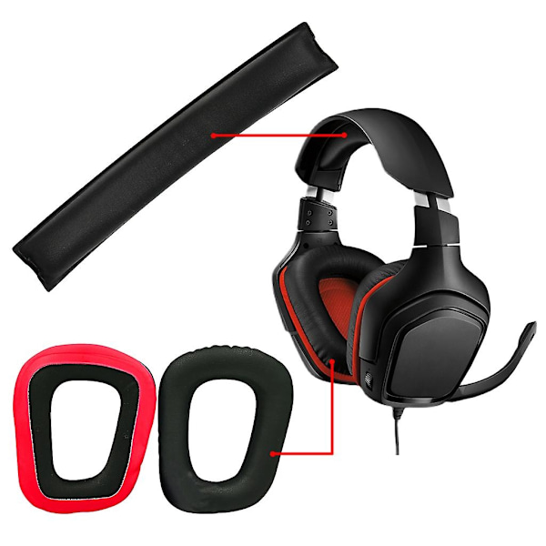 Gaming Headset Ørepude Puder Hovedbånd Kit Udskiftning til Logitech- G331g332 G432 G431 G430 G230 G231 G930-Perfet