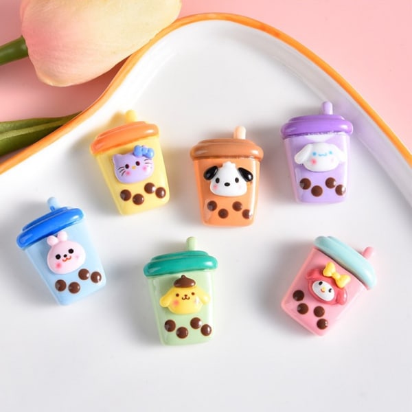 10 stk Kawaii Sanrios Cartoon Milk Tea Cup Series Resin Patch - Perfet A12