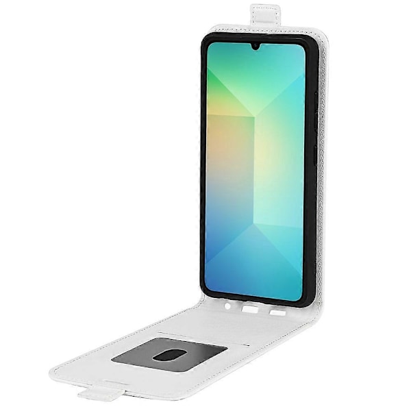 Kompatibel med R64 Tekstur Vertikal Flip Læder Telefon Cover - Perfekt White For Samsung Galaxy A06 5G