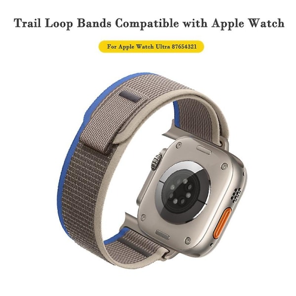 Egnet for Trail Loop Strap for Apple Watch Band Ultra 8 7 6 5 3 Klokke 49mm 45mm 40mm 44mm 41mm 42mm 38mm Nylon Correa armbånd Iwatch Series Watch Grey and blue yellow 42mm 44mm 45mm 49mm