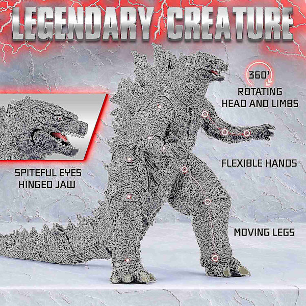 Kongernes Konge Legetøj - Godzilla Actionfigur - Dinosaur Legetøj Godzilla - Film Monster Serie Godzilla.-Perfekt grey