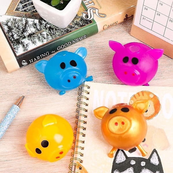 4 stk Stressbolde Splat Gris Gele Gris Squeezer Frugtbold Antistress Gris Splatbold Stressaflastende Gris Vandbold Udluftning Klæbrig Gris-Perfet