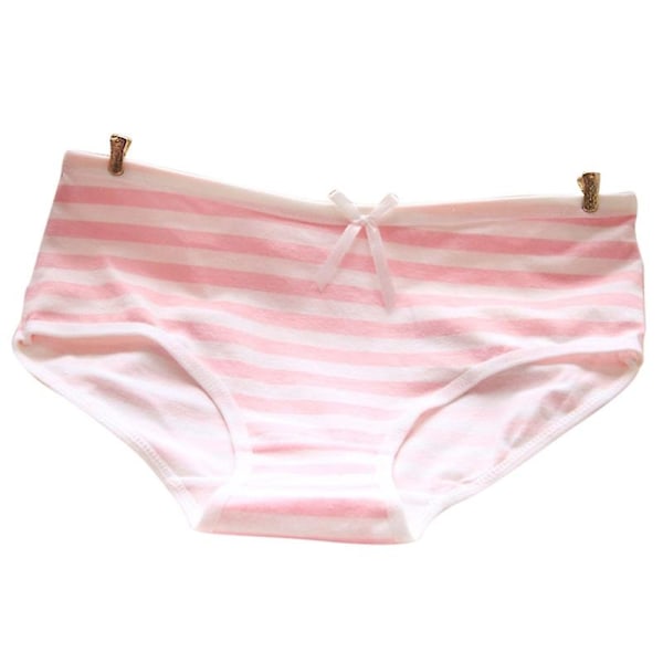 Söta trosor för kvinnor, randiga med rosett, ren bomull, lågt midjehöjd - Perfet Pink