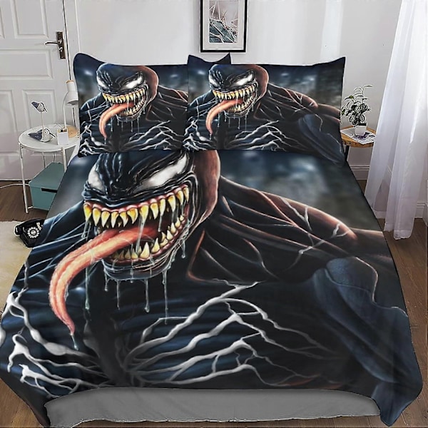 Venom Täcke Set, Venom Sängkläder Set med Täcke och Kuddfodral med Blixtlås, för Vuxna och Barn Dubbel 135*200 CM-Perfekt Single135x200cm