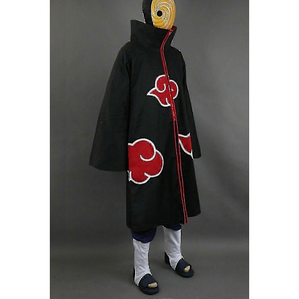 Naruto Akatsuki Tobi Uchiha Obito Kåpe Kappe Frakk + Resin Maske Cosplay Kostyme-Perfekt M
