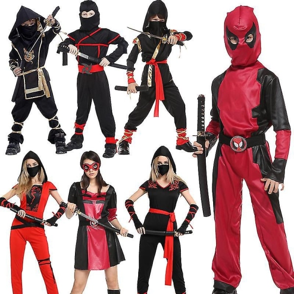 Invisible Ninja Assassin Japanese Warrior Black And Red Book Week Halloween-kostyme - Perfet Style 2 M