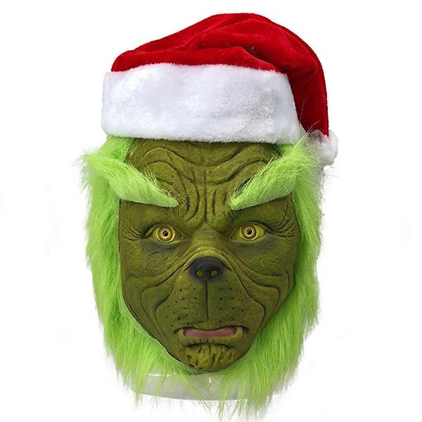 7 dele Grinch Kostume Julecosplay Voksen Julemand Kostume Outfits Sæt + Maske A-Perfet A Only Mask