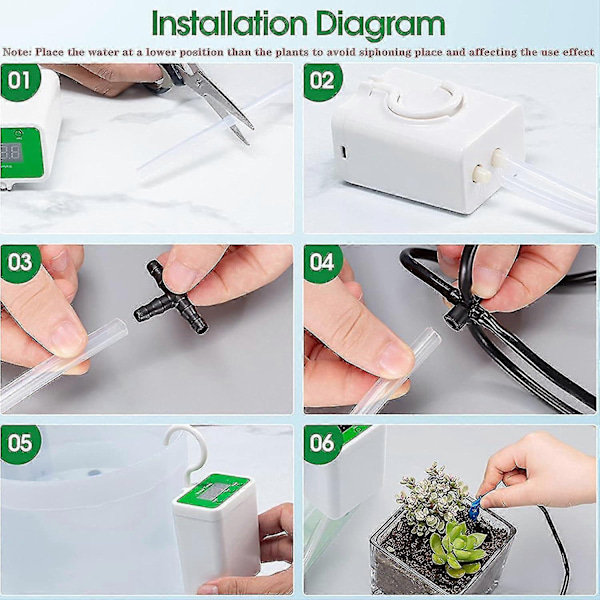 Automatisk vandingssystem til potteplanter, vandingsenheder USB automatisk drypvandingssæt plantevandingssystem med vandtimer - Perfekt for 12 Plants