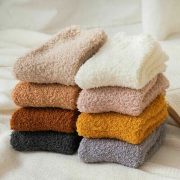 6 paria naisten pehmeät pörröiset sänkysukat talven lämpimät tohvelisukat - Perfet mix color