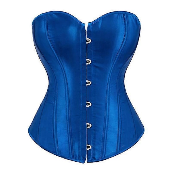 Kvinners Bustier Korsett Topp Sexy Lingerisett Svart Satin Midje Cincher-Perfet BLUE 6XL