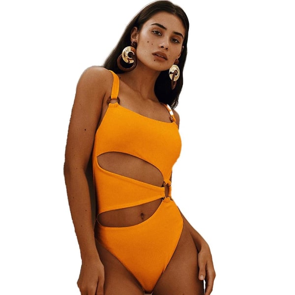 Ny sexig baddräkt av hög kvalitet i enfärgad bikini dam - Perfet yellow M