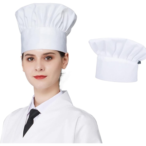 2 kpl keittiömestarin hatut miehille aikuisille puuvillainen ruoanlaittohattu säädettävä cap naisille valkoinen - Perfet