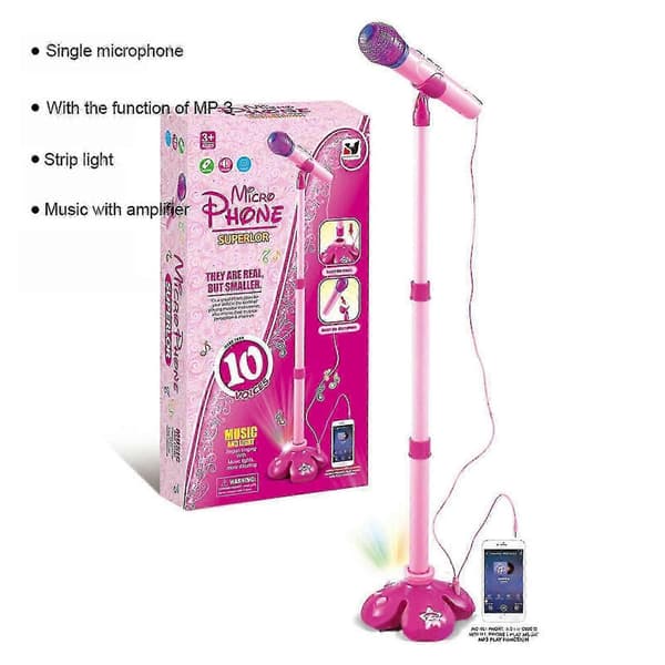Mikrofonstativ för barn med ljus & MP3 för sång & uppträdande - Perfekt Pink Quadrapod base with light