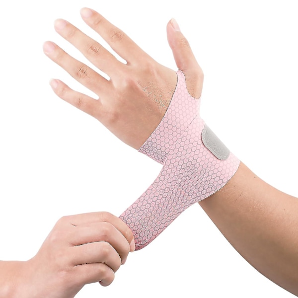 Ultratunt handledsstöd, justerbara handledsremmar för gym, andningsbara handledsskydd kompressionslindor för träning - Perfekt 1 Pair Pink