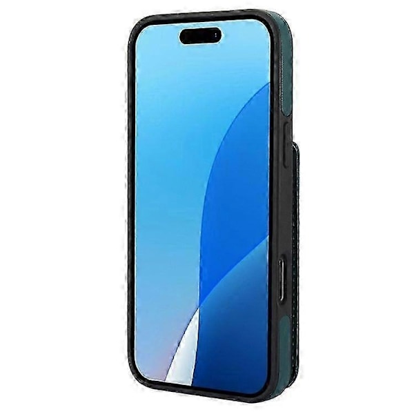 Kompatibel med iPhone 16 Pro Max Cover Kortholder Støtteben PU+TPU Telefon Cover med Skulderrem - Perfekt Blackish Green