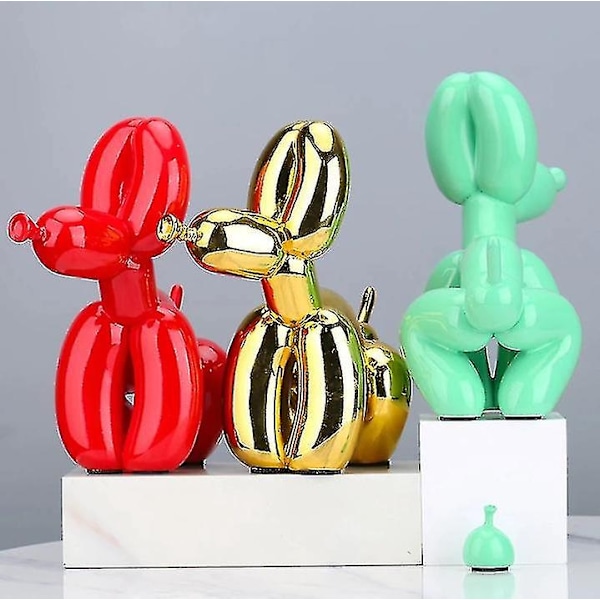 Kreativ Poop Ballong Hund Staty Hem Dekoration Modern nordisk Söta Djur Harts Figur-Perfet Red 0