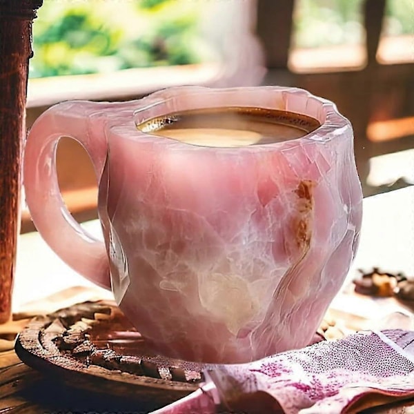 Mineral Krystall Kaffe Kanne, Flerfarget Kaffe Kanne med Håndtak, Elegant Krystallgave til Hjem og Kontor - Perfekt Pink