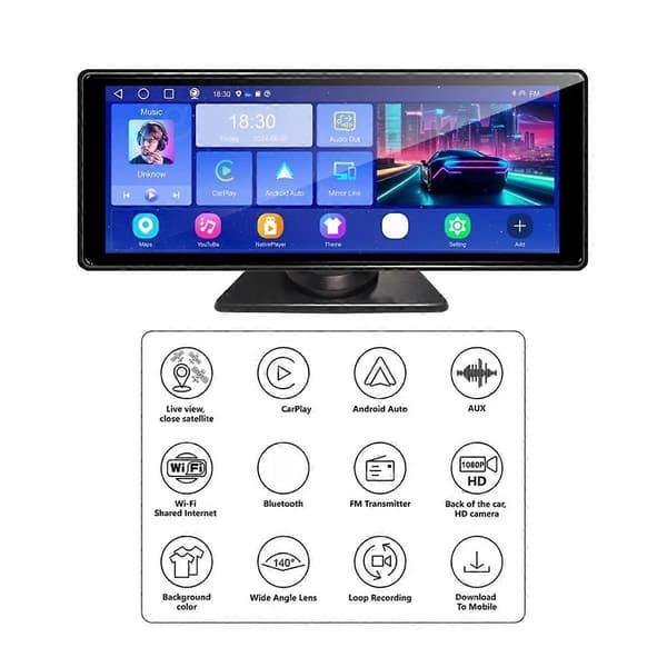 android 13 10,26 tum 2G+32G Bil DVR Trådlös CarPlay android Auto Mirror Link Dash Cam Navigation Bluetooth AUX FM-Perfet