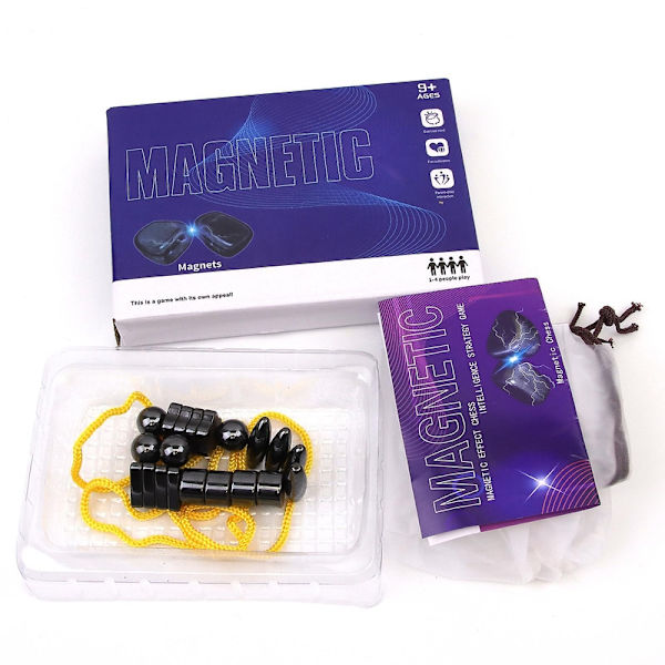 Magnetiskt schackspel, magnetiskt brädspel, roligt bordsspel med magnet med 20 magneter, strategispel för barn och vuxna - Perfekt Rope Style