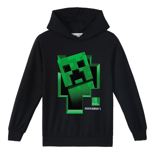Minecraft Creeper Inside Genser med hette for gutter Gamer Kids Genser - Perfekt green 140cm