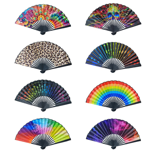 1 st Folding Fan Hand Fans Rainbow Print Bamboo Bone Fan - Perfet type-N5