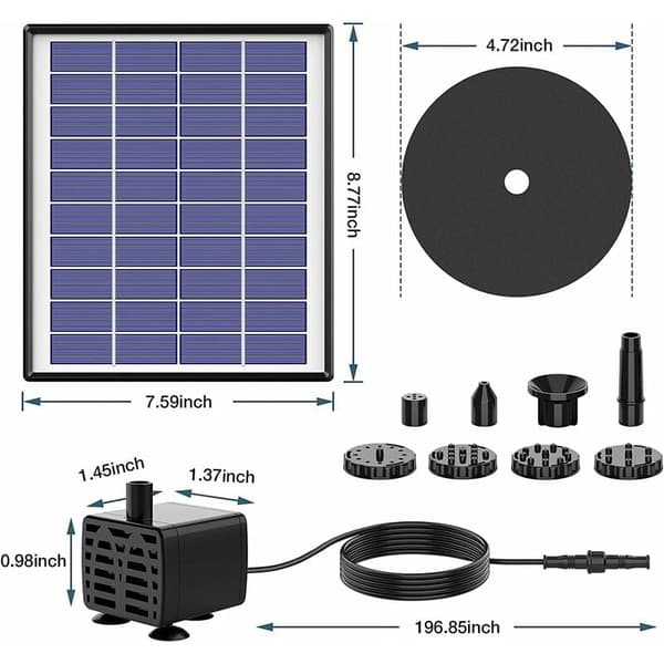 6,5W solfontänpump, inbyggt 1500mAh batteri, Solar Fountain.Pa- Perfekt