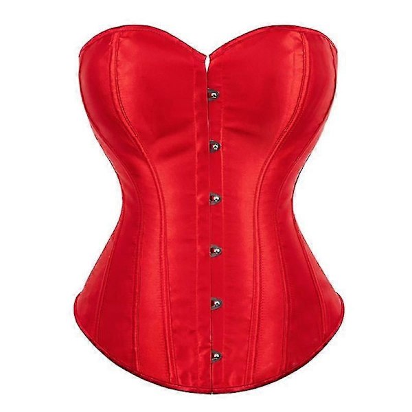 Kvinders Bustier Korset Top Sexy Lingeri Sæt Sort Satin Talje Cincher-Perfet RED 6XL