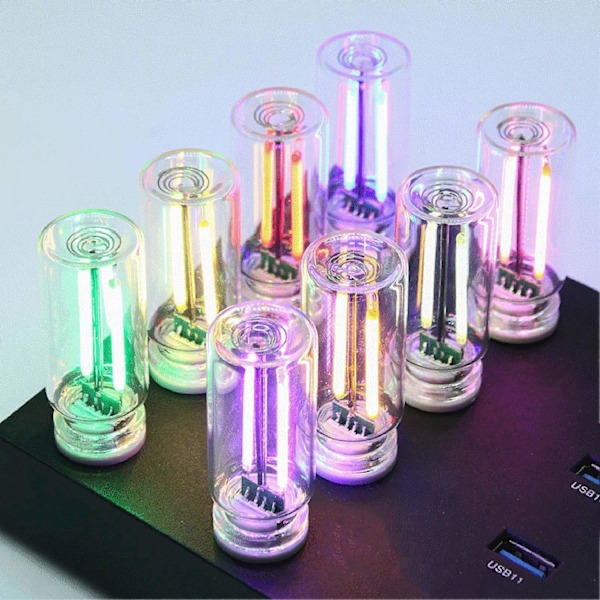 Mini USB LED-lampa 7 Färger RGB Bil USB LED Interiör Atmosfär Lampa Smart Laptop Tangentbord Ambient Nattlampa för Hemmakontor Dekoration - Perfet Red