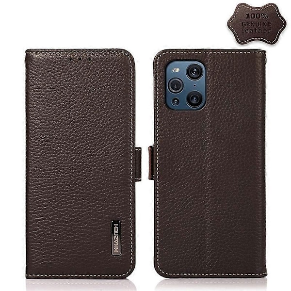 OPPO Find X3 / X3 Pro KHAZNEH Sivumagneettinen Litsi Nahka RFID Kotelo - Täydellinen Brown