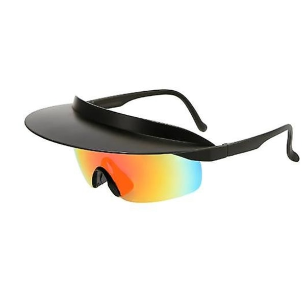 Cykelglasögon, Enstycks Visir Solglasögon med Brätte, Överstora Solglasögon Mode Sportglasögon för Utomhus - Perfekt Black red