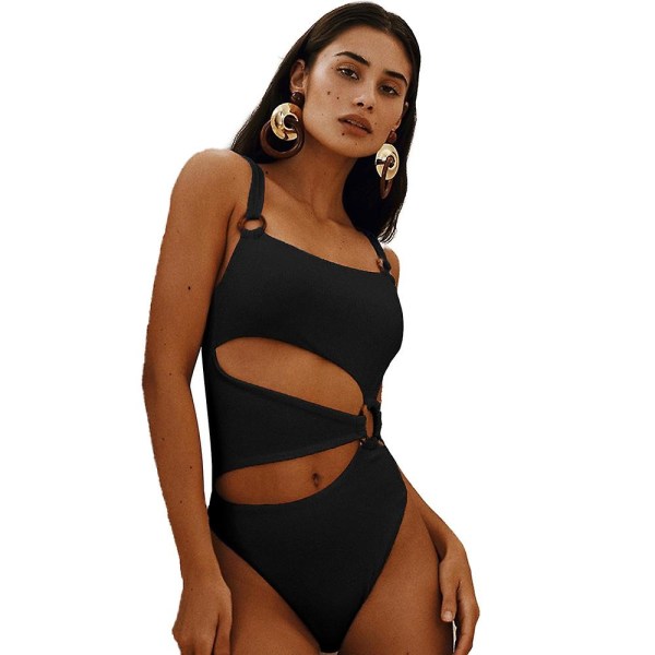 Ny sexig baddräkt av hög kvalitet i enfärgad bikini dam - Perfet black M