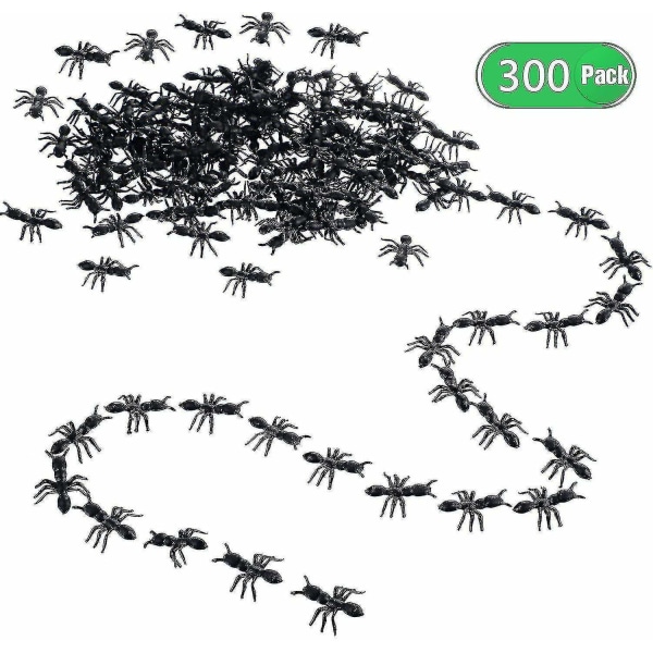 300 kpl väärennettyjä muurahaisia ​​kepponen muovisia mustia muurahaisia ​​vitsileluja Realistisia hyönteisiä juhliin Deco - Perfet