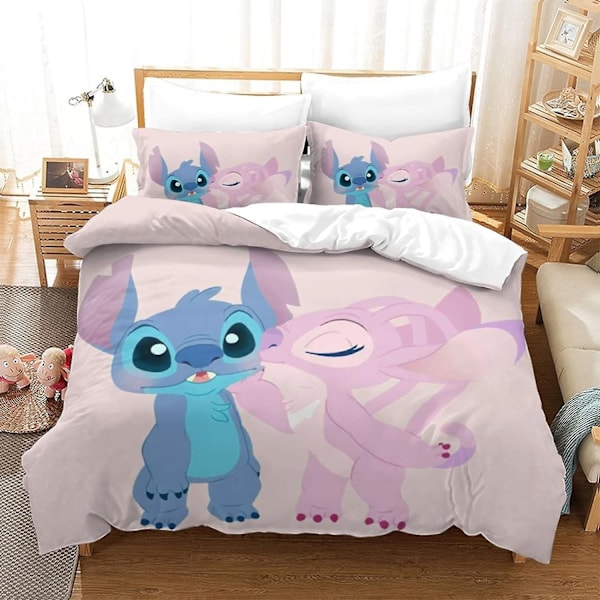 Stitch sängkläder set för pojkar - Lilo & Stitch mönster - Påslakan för barn och pojkar - Påslakan med dubbelt örngott 135*200 CM-Perfet King220x240cm