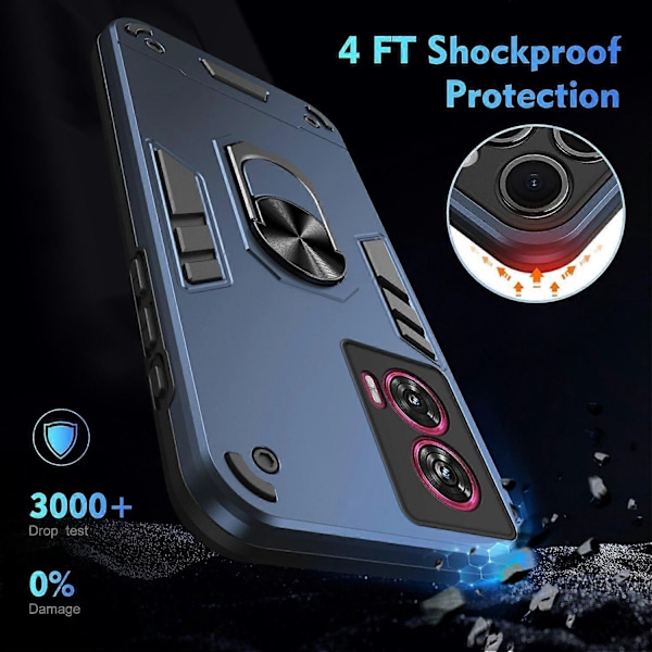 Kompatibel med Motorola Edge 50 Fusion 5G Skal PC+TPU Fallskydd Mobilskal med Ringstativ - Perfekt Style B