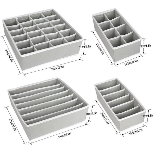 Undertøysoppbevaringsboks sett med 4, sammenleggbar husholdningsoppbevaringsboks - Perfet