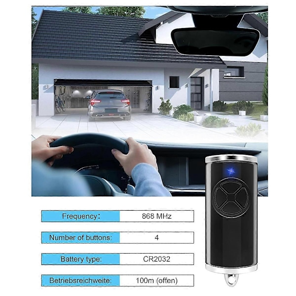 868MHz Garasjeportåpner Fjernkontroll, 3 Stk Kompatibel med Hormann Håndholdt sender HSE2-868-BS, HSE-4-86-Perfet