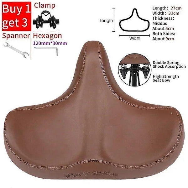 Pitkän matkan pyöräsatula, leveä, paksu, ergonominen, pehmeä pehmuste, maastopyörä, MTB-maantiepyörän satula, mukava pyöräilyistuin - Täydellinen Coffee Set