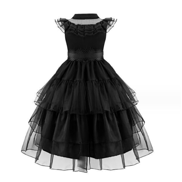 Onsdag Adams Girls svart klänning med gratis accessoarer 140CM
