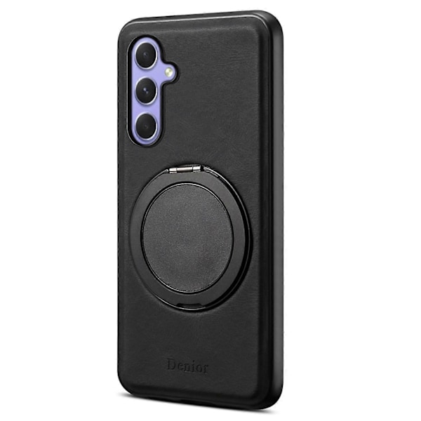 Yhteensopiva Samsung Galaxy A55 5G Magneettikotelon kanssa Pyörivä Jalusta Nahka PC TPU Puhelinkuori - Täydellinen Black