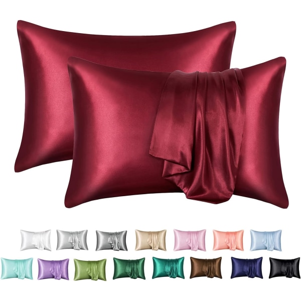 Silke Satin Pudebetræk 2-pak (uden fyldstof) - Perfet Burgundy 50X75cm