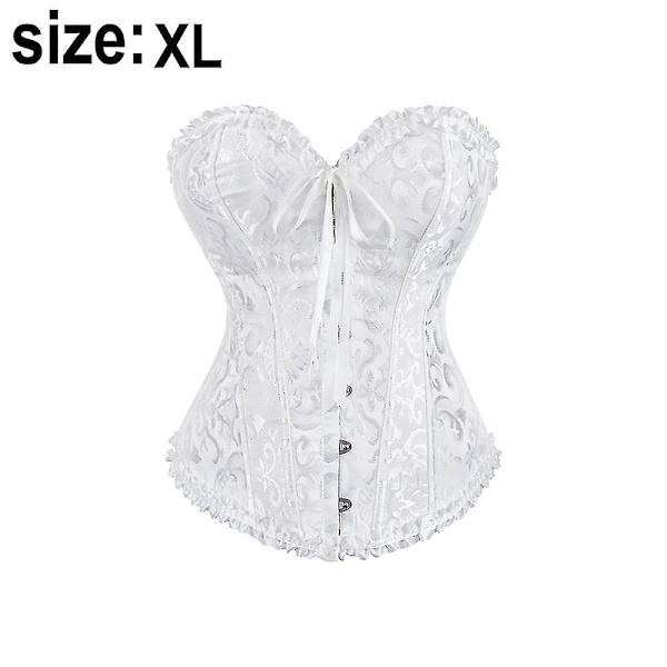 Naisten pitsillä kiinnitettävä luu-overbust-korsetti bustier alusvaatteet body shaper top prinsessakorsetti - Valkoinen Valkoinen-xs-Perfet White -xl